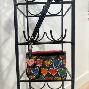 Dooney & Bourke Colorful Heart Pattern Wristlet